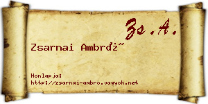 Zsarnai Ambró névjegykártya